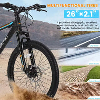 VTT Zeus & Ruta 26 avec 21 vitesses, double suspension, cadre en acier à haute teneur en carbone, pour adultes et adolescents