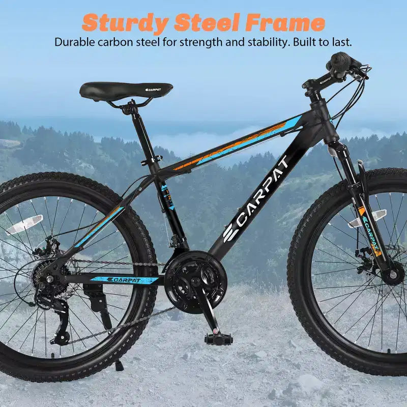 VTT Zeus & Ruta 26 avec 21 vitesses, double suspension, cadre en acier à haute teneur en carbone, pour adultes et adolescents
