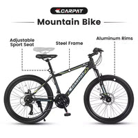 VTT Zeus & Ruta 24 avec 21 vitesses, double frein à disque, cadre en acier durable pour garçons et filles