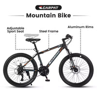 VTT Zeus & Ruta 24 avec 21 vitesses, double frein à disque, cadre en acier durable pour garçons et filles