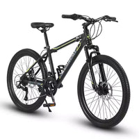 VTT Zeus & Ruta 24 avec 21 vitesses, double frein à disque, cadre en acier durable pour garçons et filles