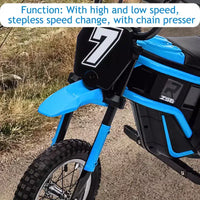 Moto cross électrique pour enfants, moto 24 V avec 3 modes de vitesse, 23 km/h et design amortissant – Motos tout-terrain, charge maximale 61 kg
