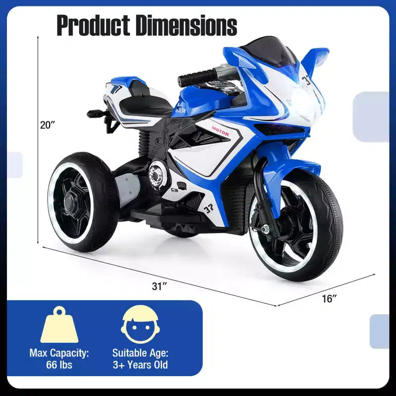 Costway Moto pour Enfants 6V, Moto Électrique avec Phares LED, Marine/Rose/Rouge/Noir