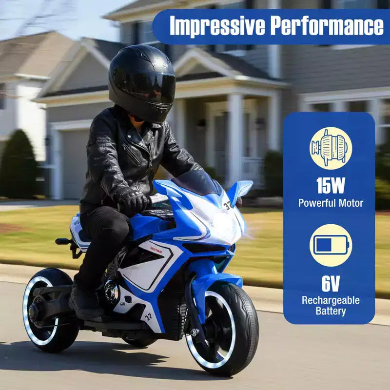 Costway Moto pour Enfants 6V, Moto Électrique avec Phares LED, Marine/Rose/Rouge/Noir