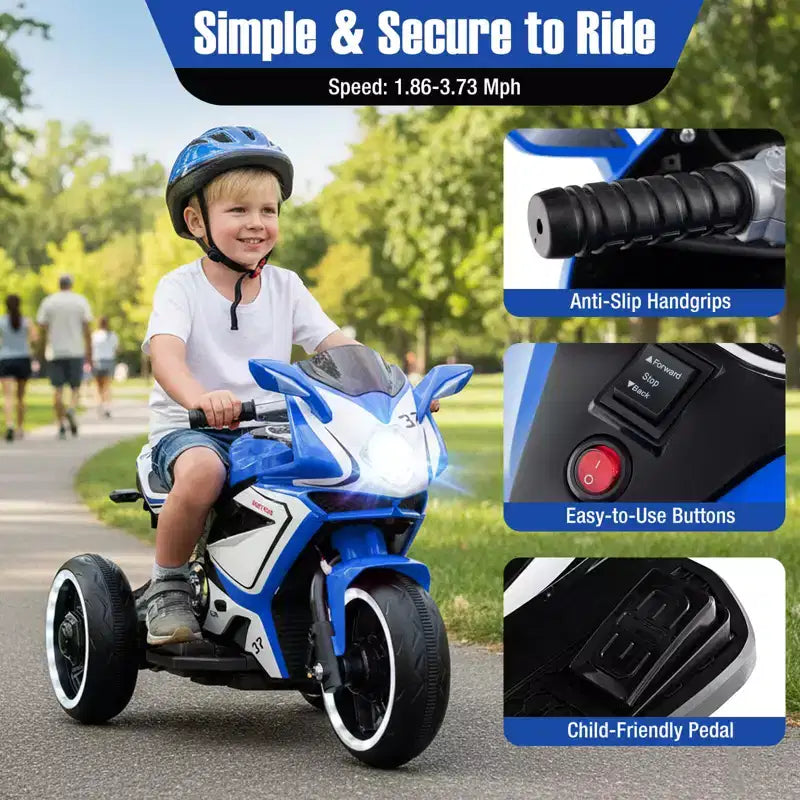 Costway Moto pour Enfants 6V, Moto Électrique avec Phares LED, Marine/Rose/Rouge/Noir
