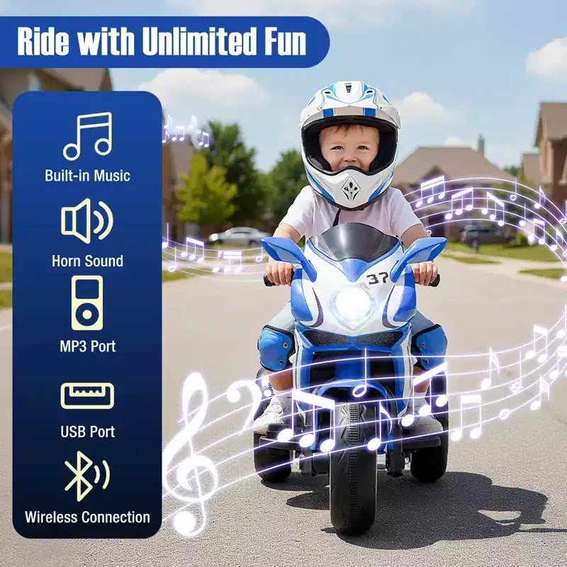 Costway Moto pour Enfants 6V, Moto Électrique avec Phares LED, Marine/Rose/Rouge/Noir