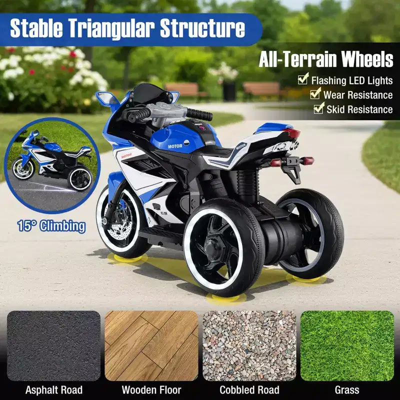 Costway Moto pour Enfants 6V, Moto Électrique avec Phares LED, Marine/Rose/Rouge/Noir