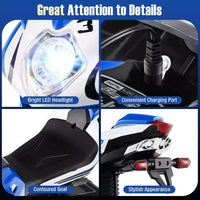 Costway Moto pour Enfants 6V, Moto Électrique avec Phares LED, Marine/Rose/Rouge/Noir