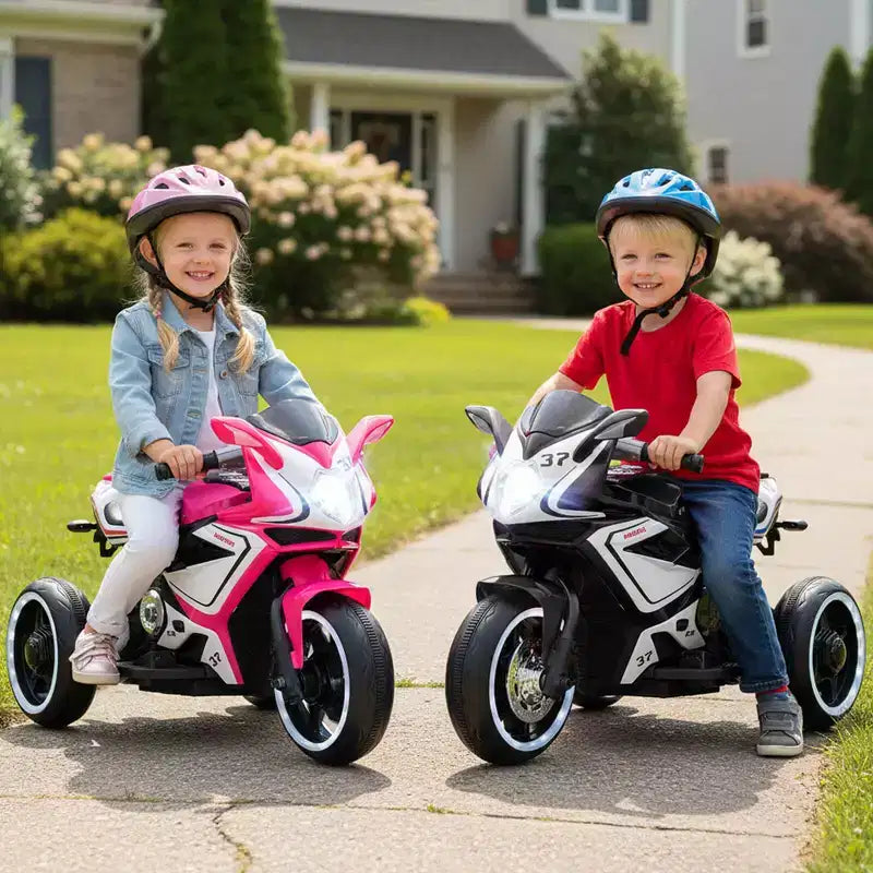 Costway Moto pour Enfants 6V, Moto Électrique avec Phares LED, Marine/Rose/Rouge/Noir