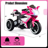 Costway Moto pour Enfants 6V, Moto Électrique avec Phares LED, Marine/Rose/Rouge/Noir