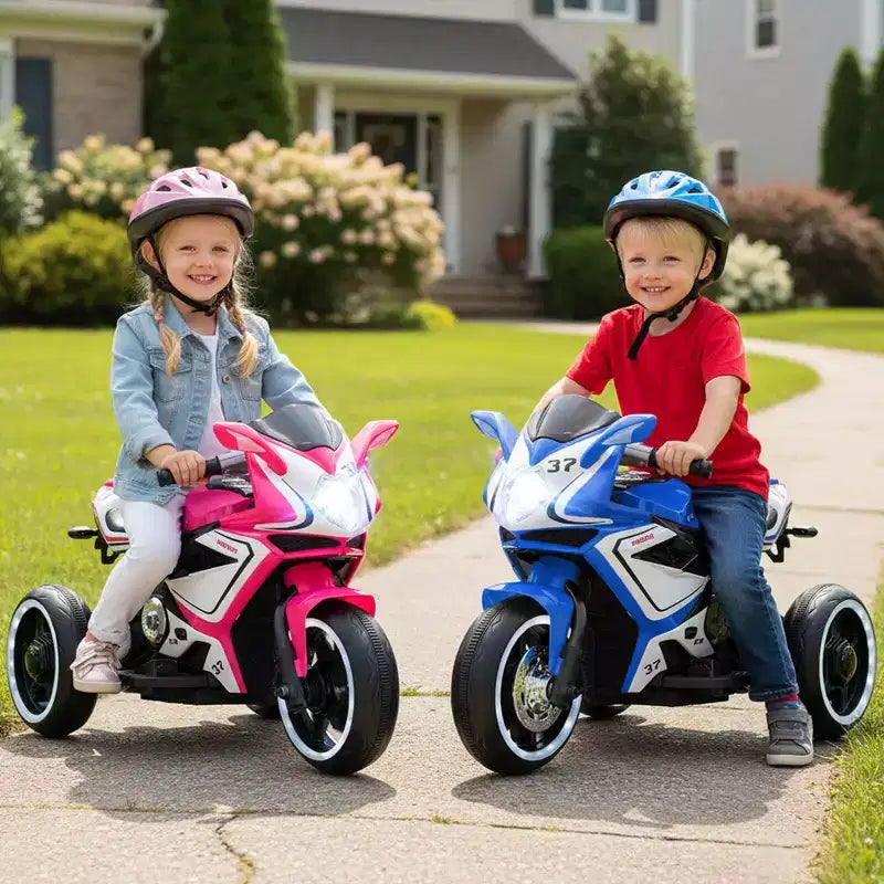 Costway Moto pour Enfants 6V, Moto Électrique avec Phares LED, Marine/Rose/Rouge/Noir