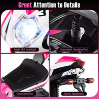 Costway Moto pour Enfants 6V, Moto Électrique avec Phares LED, Marine/Rose/Rouge/Noir