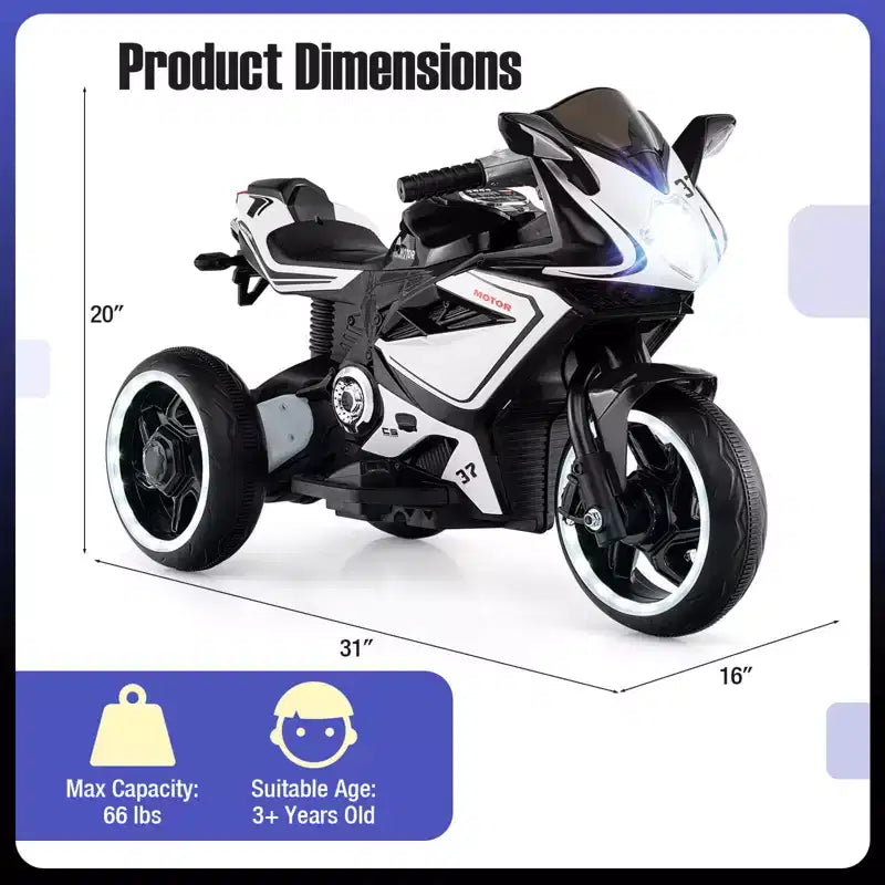Costway Moto pour Enfants 6V, Moto Électrique avec Phares LED, Marine/Rose/Rouge/Noir