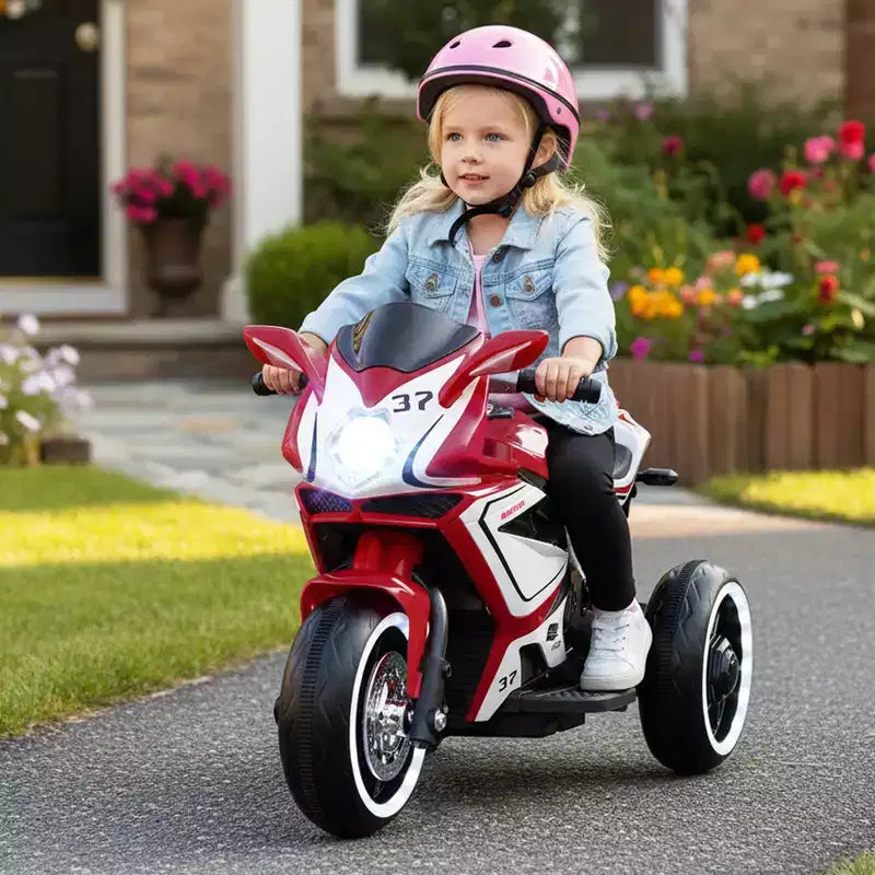 Costway Moto pour Enfants 6V, Moto Électrique avec Phares LED, Marine/Rose/Rouge/Noir