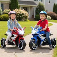 Costway Moto pour Enfants 6V, Moto Électrique avec Phares LED, Marine/Rose/Rouge/Noir