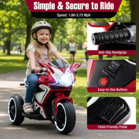 Costway Moto pour Enfants 6V, Moto Électrique avec Phares LED, Marine/Rose/Rouge/Noir