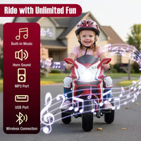 Costway Moto pour Enfants 6V, Moto Électrique avec Phares LED, Marine/Rose/Rouge/Noir
