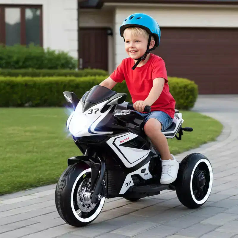 Costway Moto pour Enfants 6V, Moto Électrique avec Phares LED, Marine/Rose/Rouge/Noir