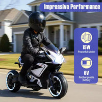 Costway Moto pour Enfants 6V, Moto Électrique avec Phares LED, Marine/Rose/Rouge/Noir