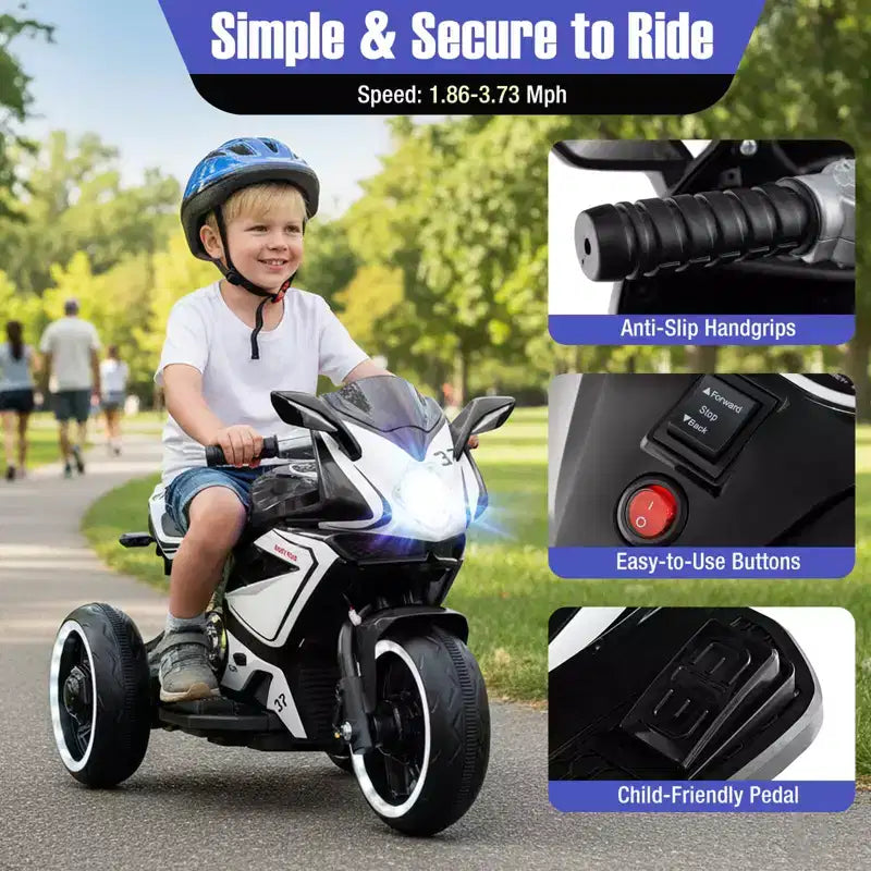 Costway Moto pour Enfants 6V, Moto Électrique avec Phares LED, Marine/Rose/Rouge/Noir