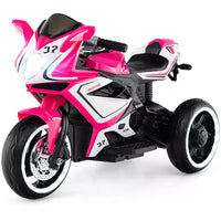 Costway Moto pour Enfants 6V, Moto Électrique avec Phares LED, Marine/Rose/Rouge/Noir
