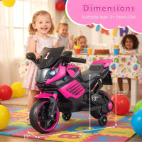 Moto électrique 6V pour enfants Costway avec musique, klaxon, roues d'entraînement détachables et phares LED Rose/Rouge/Bleu marine/Blanc