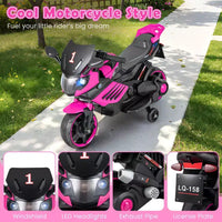 Moto électrique 6V pour enfants Costway avec musique, klaxon, roues d'entraînement détachables et phares LED Rose/Rouge/Bleu marine/Blanc