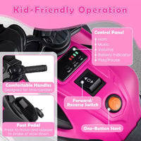 Moto électrique 6V pour enfants Costway avec musique, klaxon, roues d'entraînement détachables et phares LED Rose/Rouge/Bleu marine/Blanc