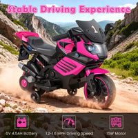 Moto électrique 6V pour enfants Costway avec musique, klaxon, roues d'entraînement détachables et phares LED Rose/Rouge/Bleu marine/Blanc