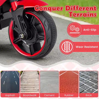 Moto électrique 6V pour enfants Costway avec musique, klaxon, roues d'entraînement détachables et phares LED Rose/Rouge/Bleu marine/Blanc