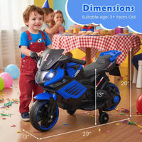 Moto électrique 6V pour enfants Costway avec musique, klaxon, roues d'entraînement détachables et phares LED Rose/Rouge/Bleu marine/Blanc