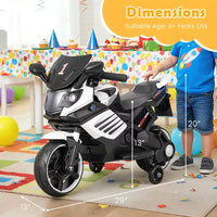 Moto électrique 6V pour enfants Costway avec musique, klaxon, roues d'entraînement détachables et phares LED Rose/Rouge/Bleu marine/Blanc