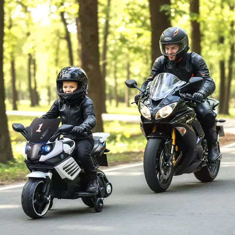 Moto électrique 6V pour enfants Costway avec musique, klaxon, roues d'entraînement détachables et phares LED Rose/Rouge/Bleu marine/Blanc