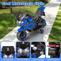 Moto électrique 6V pour enfants Costway avec musique, klaxon, roues d'entraînement détachables et phares LED Rose/Rouge/Bleu marine/Blanc