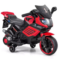 Moto électrique 6V pour enfants Costway avec musique, klaxon, roues d'entraînement détachables et phares LED Rose/Rouge/Bleu marine/Blanc
