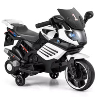 Moto électrique 6V pour enfants Costway avec musique, klaxon, roues d'entraînement détachables et phares LED Rose/Rouge/Bleu marine/Blanc