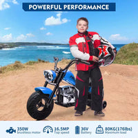 COZONY Moto électrique pour enfants 36V, moteur sans balais 350W, 26,5 km/h, avec roues stabilisatrices
