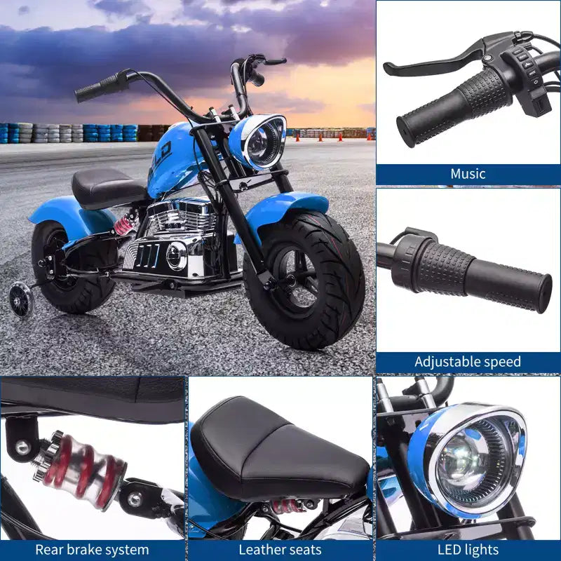 COZONY Moto électrique pour enfants 36V, moteur sans balais 350W, 26,5 km/h, avec roues stabilisatrices