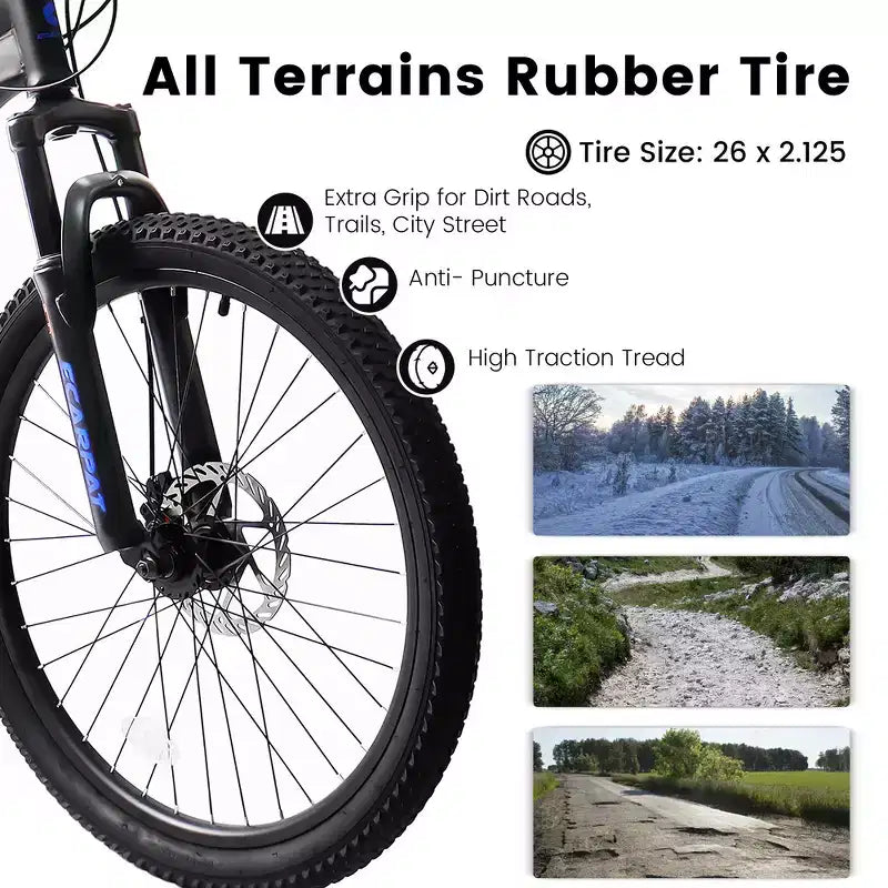 Whisen VTT pour adulte 26 avec suspension intégrale, vitesses 21, freins à disque
