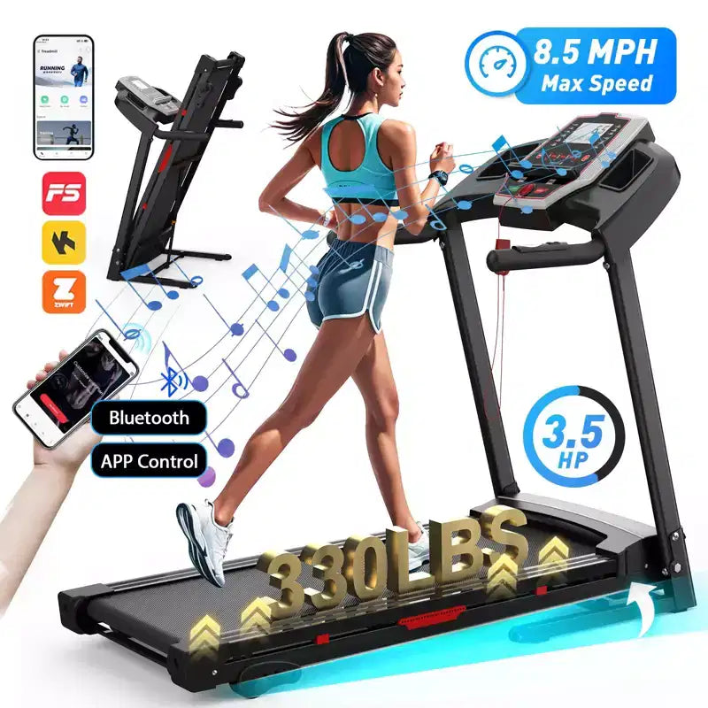 Tapis roulant pliable FYC 3,5 CV d'une capacité de 150 kg avec inclinaison, tapis roulant électrique portable pour la maison