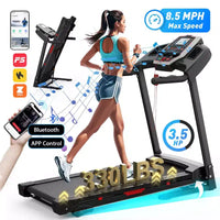 Tapis roulant pliable FYC 3,5 CV d'une capacité de 150 kg avec inclinaison, tapis roulant électrique portable pour la maison