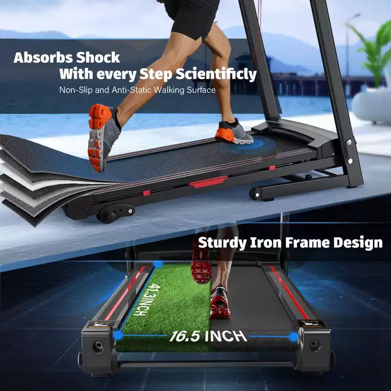 Tapis roulant pliable FYC 3,5 CV d'une capacité de 150 kg avec inclinaison, tapis roulant électrique portable pour la maison