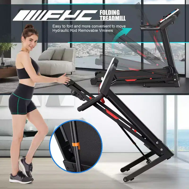 Tapis roulant pliable FYC 3,5 CV d'une capacité de 150 kg avec inclinaison, tapis roulant électrique portable pour la maison