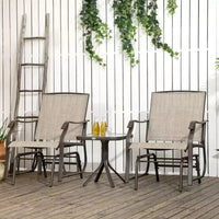 Ensemble de bistro 3 pièces avec fauteuils à bascule d'extérieur et table basse, 2 chaises à bascule de patio avec tissu respirant, plateau en verre