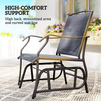 Ensemble de bistro 3 pièces avec fauteuils à bascule d'extérieur et table basse, 2 chaises à bascule de patio avec tissu respirant, plateau en verre