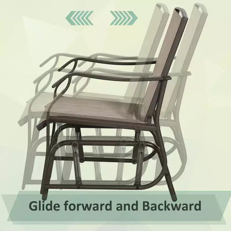 Ensemble de bistro 3 pièces avec fauteuils à bascule d'extérieur et table basse, 2 chaises à bascule de patio avec tissu respirant, plateau en verre