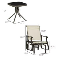 Ensemble de bistrot 3 pièces avec cadres en acier, table à plateau en verre trempé pour patio, jardin, pelouse
