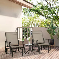 Ensemble de bistrot 3 pièces avec cadres en acier, table à plateau en verre trempé pour patio, jardin, pelouse