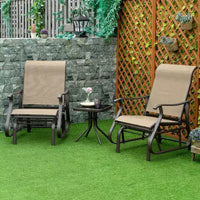 Ensemble de bistrot 3 pièces avec cadres en acier, table à plateau en verre trempé pour patio, jardin, pelouse