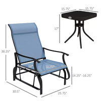 Ensemble de bistrot 3 pièces avec cadres en acier, table à plateau en verre trempé pour patio, jardin, pelouse